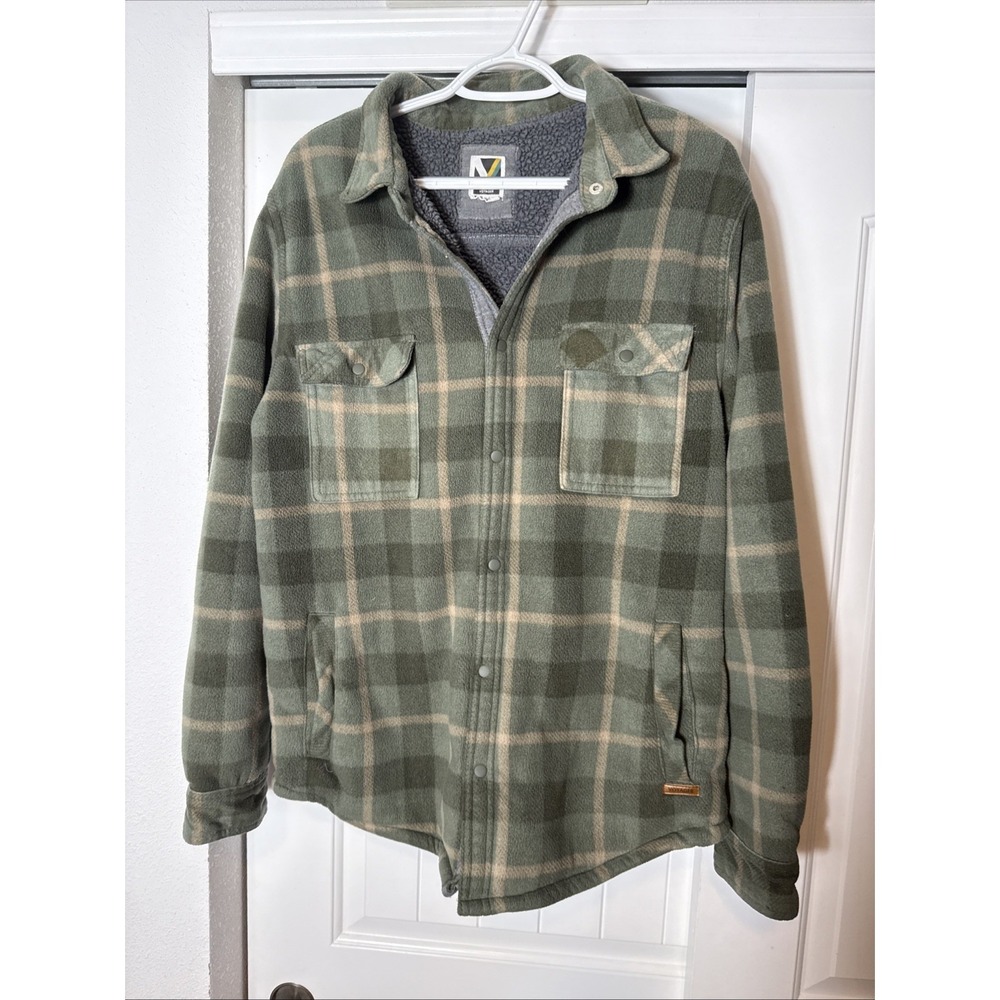 Voyager | Green & Black Plaid Shacket w/Snaps | Size Large Fleece Lined